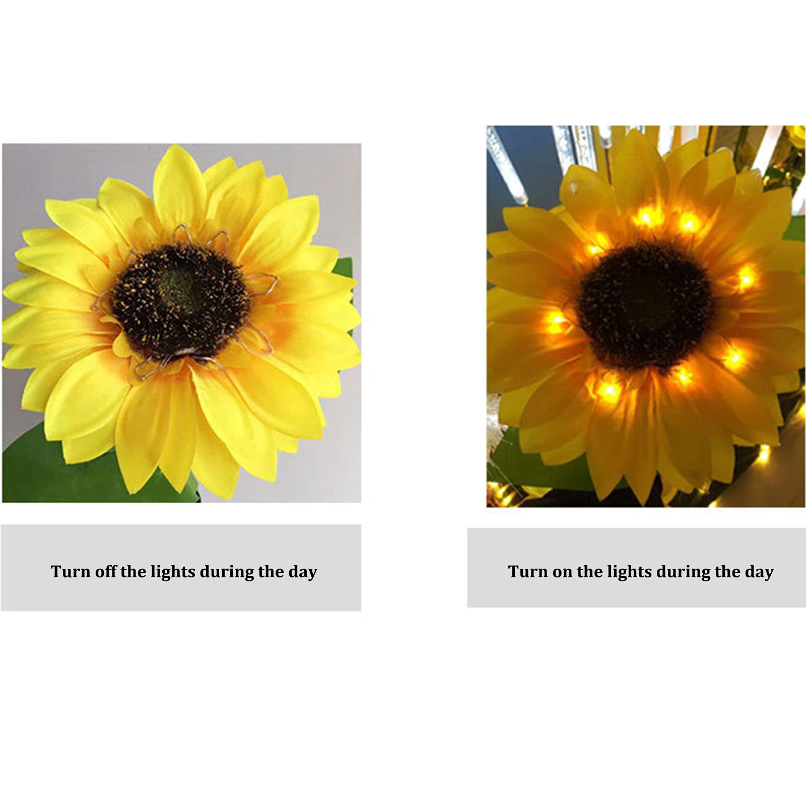 JNYB Luces de Girasol solares al Aire Libre, IP65 Pathway Solar a Prueba de Agua Decoración de luz 2 Paquete Luces de estaca de jardín Solar, iluminación LED de Paisaje,2Pack
