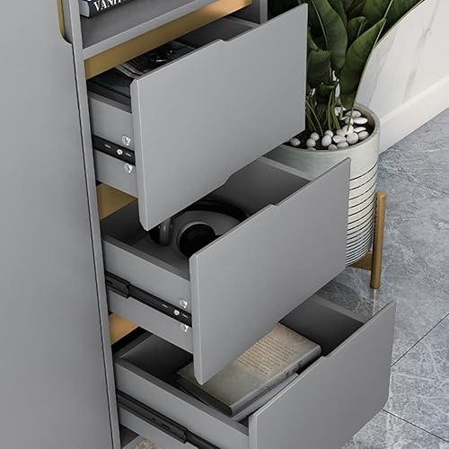 Miniatura 7 de NIZAME Aparador de bufé, gabinete de almacenamiento de cocina con 3 cajones, gabinete de almacenamiento de piso con puerta y estante abierto para