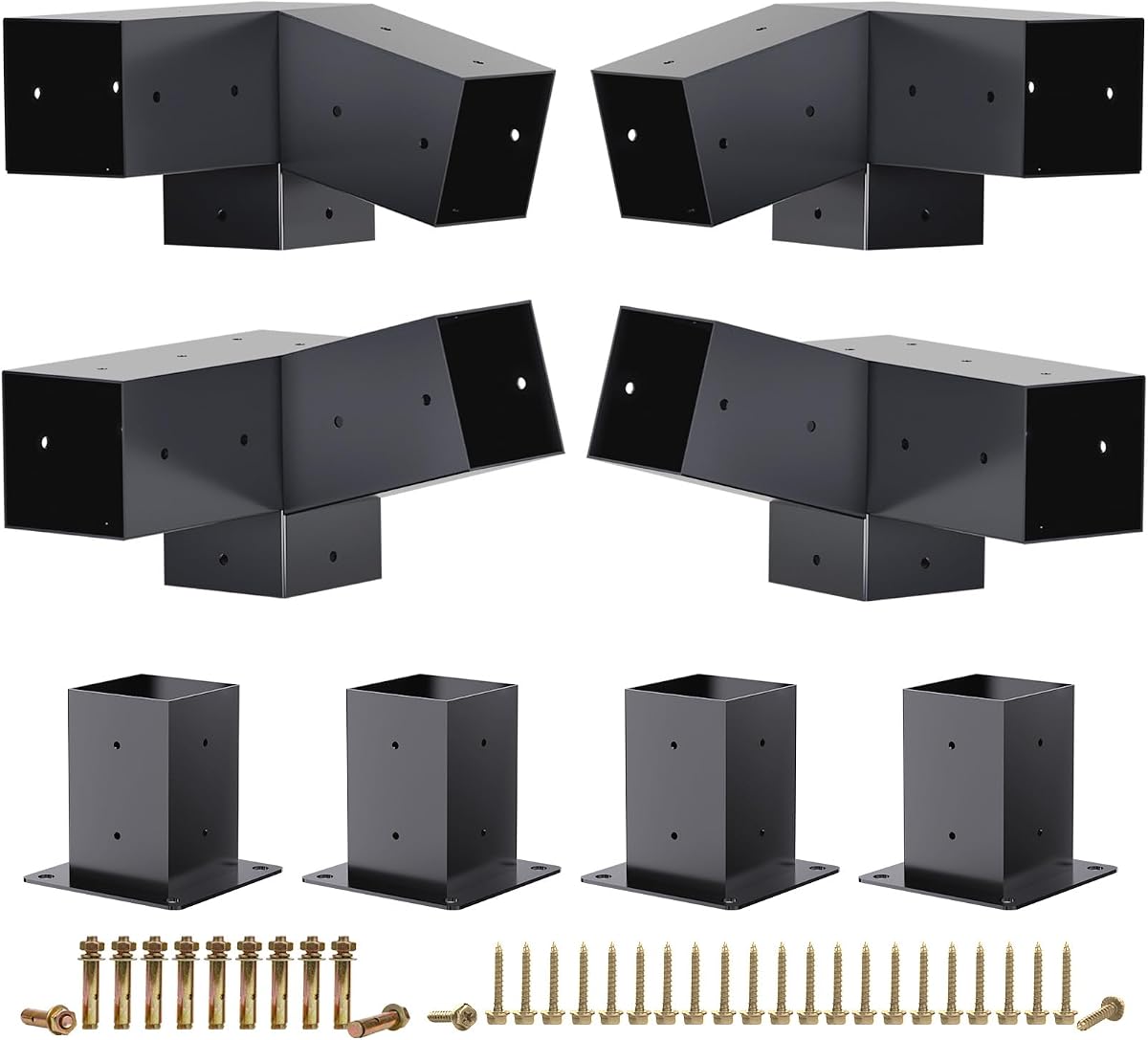 HAYOHRT 15° Pergola Brackets 75° Corner Bracket with Post Base Gazebo Kit for 4x4'' (Actual 3.5x3.5 in) Wooden Beams Lumber Gazebos Patio Pergola Sheds