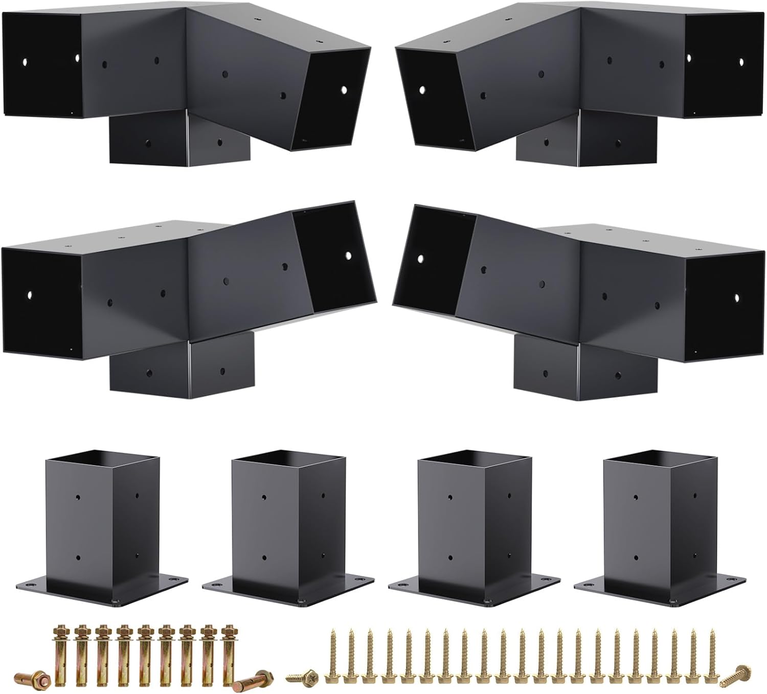 HAYOHRT 15° Pergola Brackets 75° Corner Bracket with Post Base Gazebo Kit for 4x4'' (Actual 3.5x3.5 in) Wooden Beams Lumber Gazebos Patio Pergola Sheds