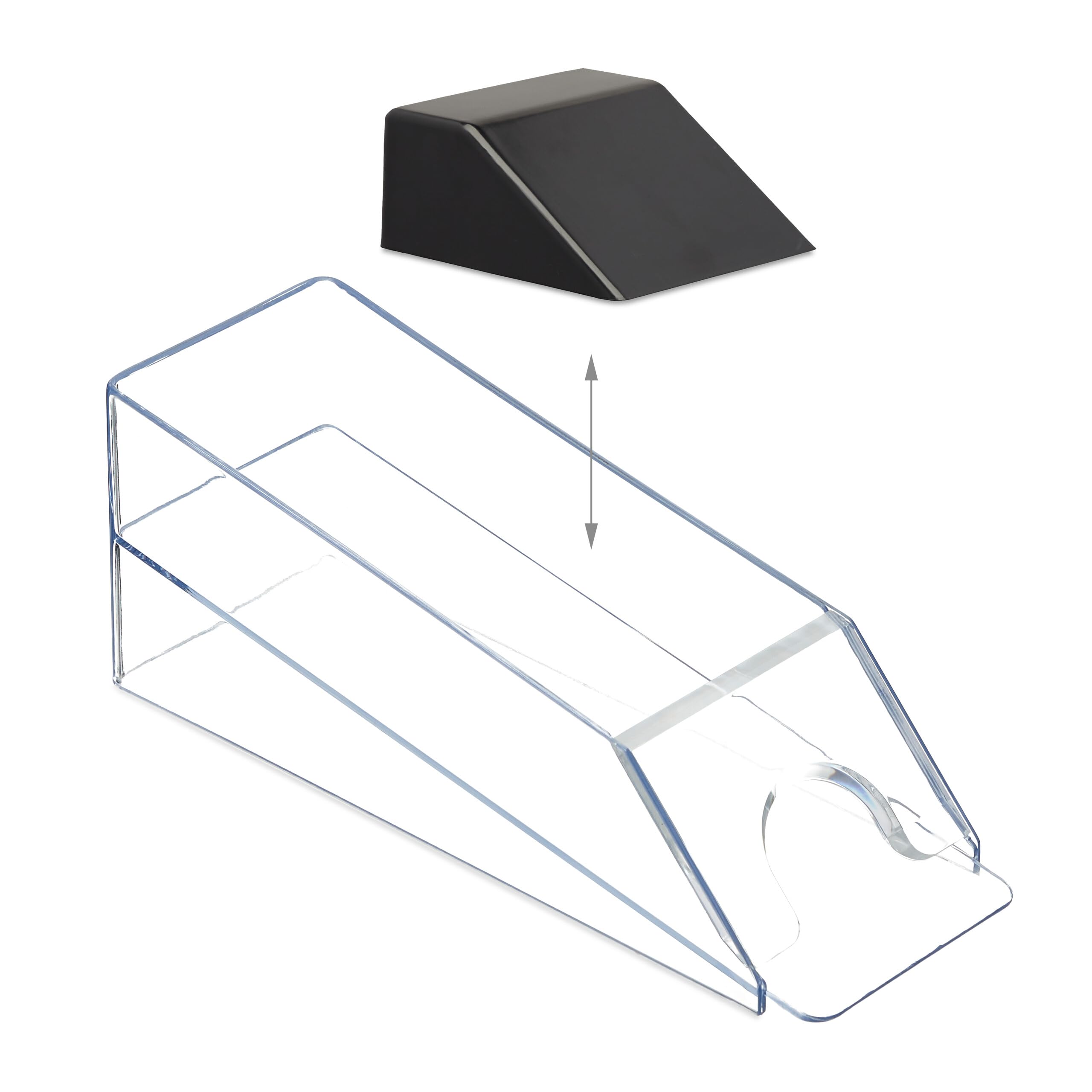 Relaxdays Distributore Carte da Gioco Dispenser 6 Mazzi Dealing Shoe Black Jack 10x10x29 cm Trasparente Nero