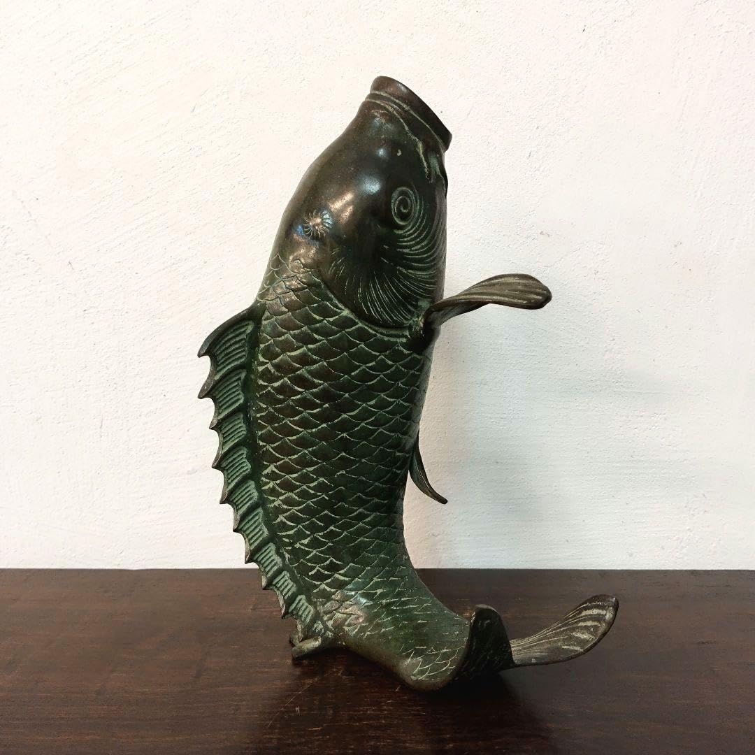鯉(コイ)型の装飾壺/花瓶 置き物 在銘あり 金属製 鋳銅 Amazon.co.jp: 高岡銅器 鋳銅 鯉 花瓶 花器 : ホビー