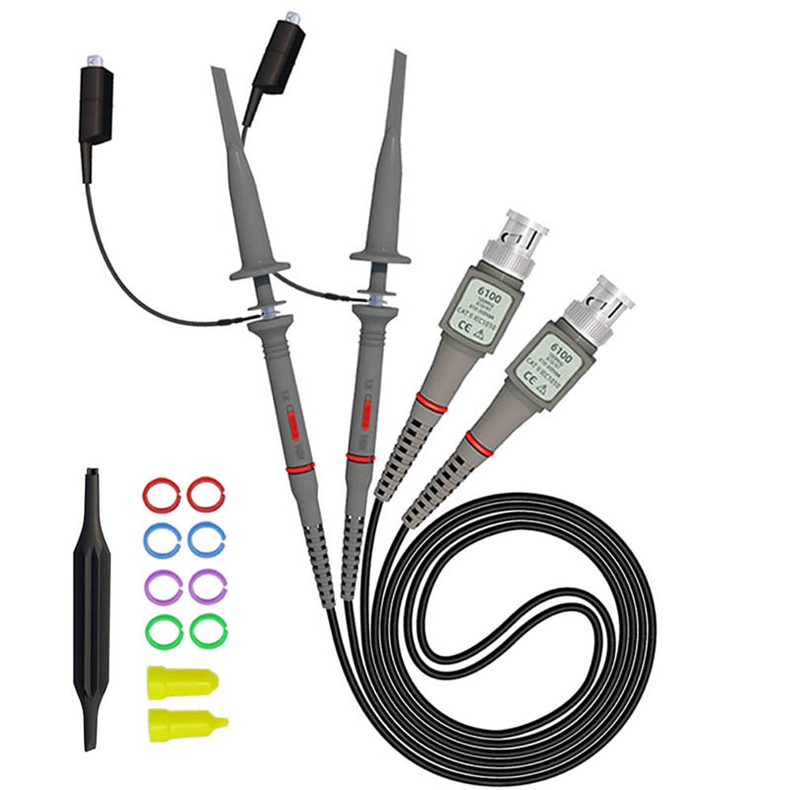 SEIWEI Universal P6100 Oscillocope Clip Probes 100MHZ 1X 10X Switchable with Test Accessory Kit