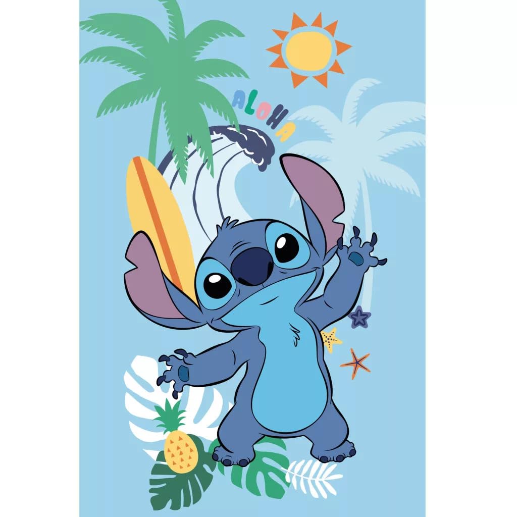 Disney Multicolor Stitch Polar Fleece Blanket, Blue, 100 X 150 Cm, 100% Polyester