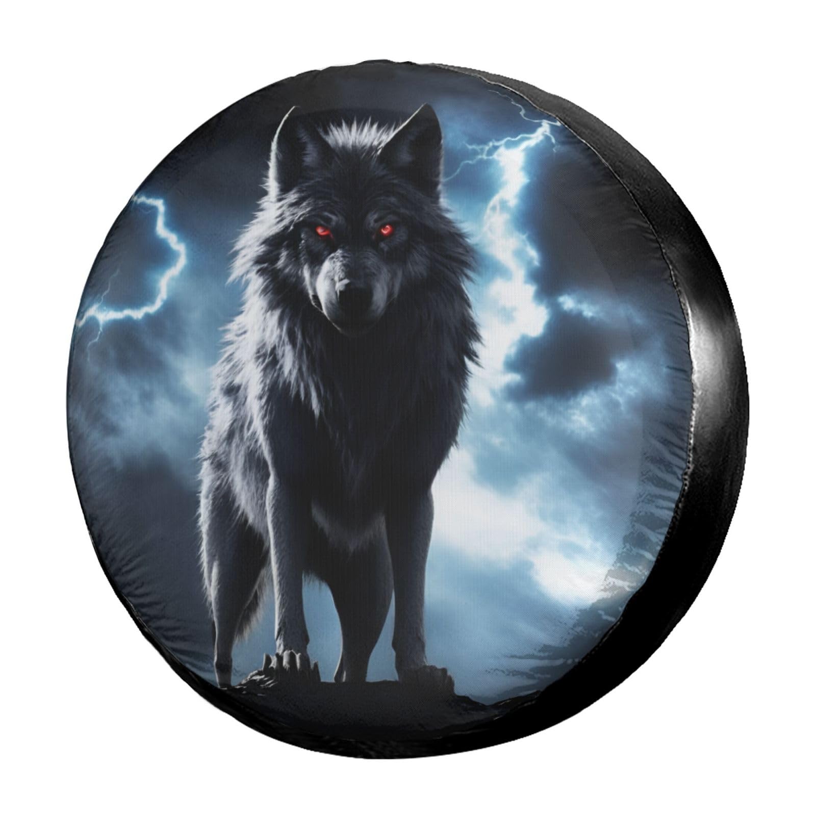 Dujiea Mystery Wolf Spare Tire Cover, Universal Wheel Tire Cover Dust-Proof Tire Protectors for Trailer Rv Van SUV Truck Camper and Many Vehicle 14 15 16 17 Inch