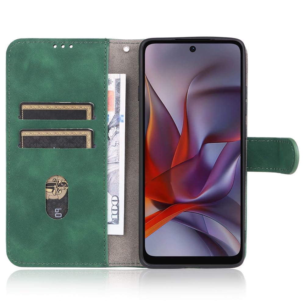 Custodia Motorola Moto Edge 60 Fusion Con Magnetico Flip In Similpelle Verde. Portafoglio Con Slot Per Carte E Supporto Per Video. - 2