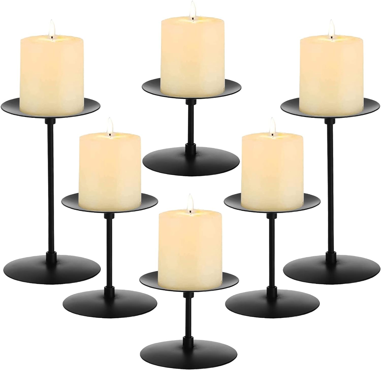 6 PCS Black Candle Holders,Minimalism Modern Iron Candle Sticks Holder Decor,Candle Stand for Wedding,Dinning,Party,Home Decorating,Anniversary