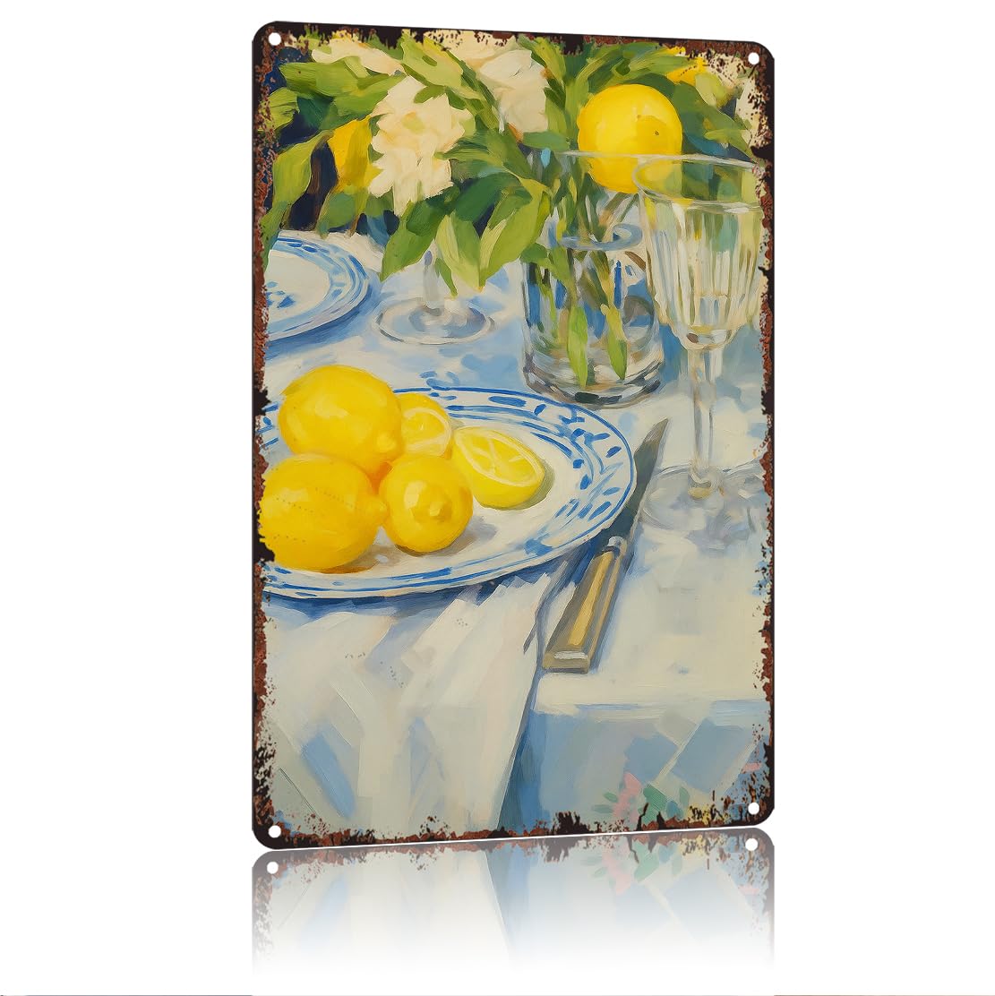 peiyeety Vintage Style Italian Lemon Print Funny 8x12 Inch Aluminum Vintage Metal Tin Signs-For Living Room Kitchen Bedroom Patio Porch Men'S Nest Wall Decor