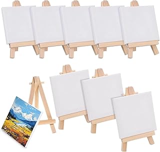 Caballete Mesa,Caballete Pintura Niños 12 juegos de caballetes de óleo for niños, lienzos de acuarela, lienzos blancos, lienzos, paneles circulares, pinturas pequeñas for niños.