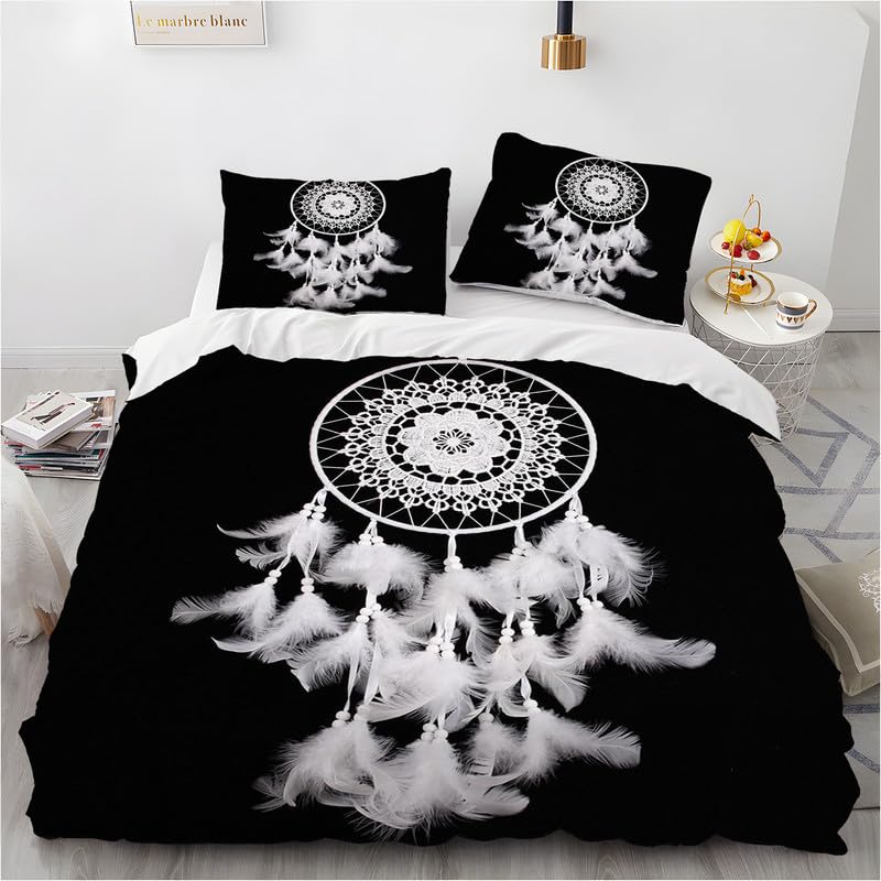 phonxia Parure de lit 220x240 Adulte Attrape-RêVes Blanc Housse de Couette 2 Personnes, Housse de Couette 220x240 avec Fermeture Éclair Ultra Doux Microfibre Literie...