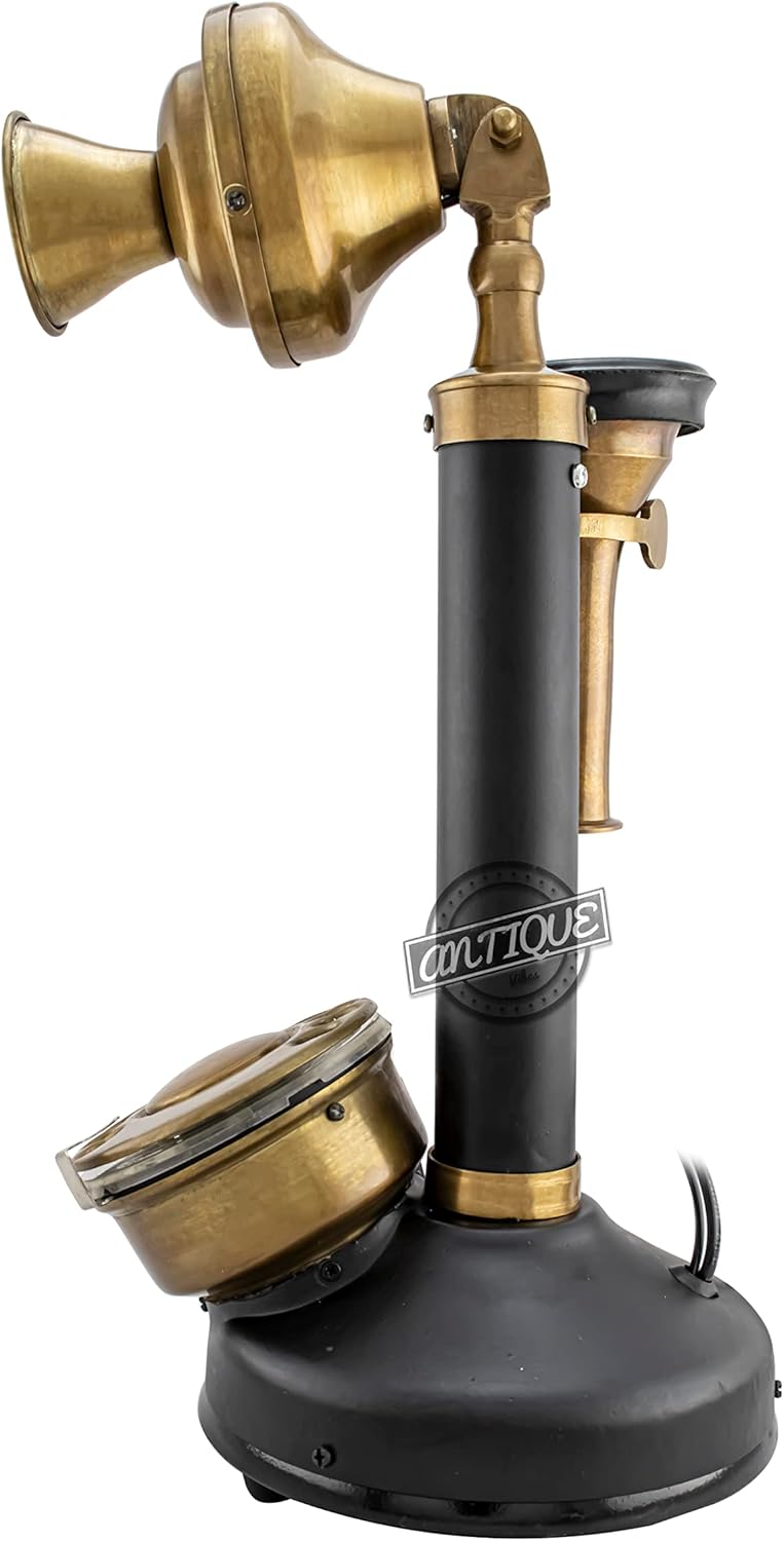Vintage Candlestick Phone Rotary Dial Telephone Wired Landline Antique Home Décor (Black Antique)