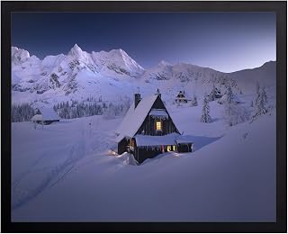 Monem Art Winter Landscape Print - Tatra Mountains Snowy Cabin Poster - ...