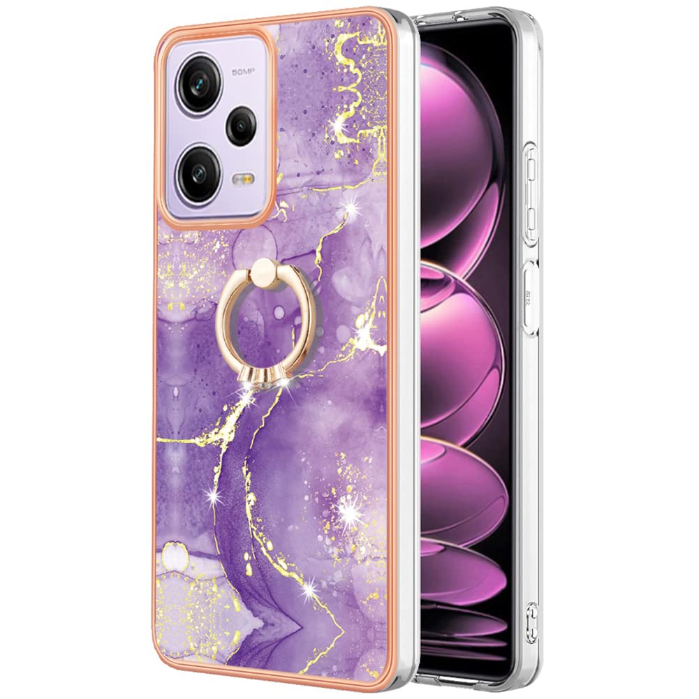 Monwutong Slim Fit Case for Redmi Note 12 Pro 5G,Case for Xiaomi Poco X5 Pro 5G,Shiny Ring Fashion Case for Girls,Screen Camera Lens Protection for