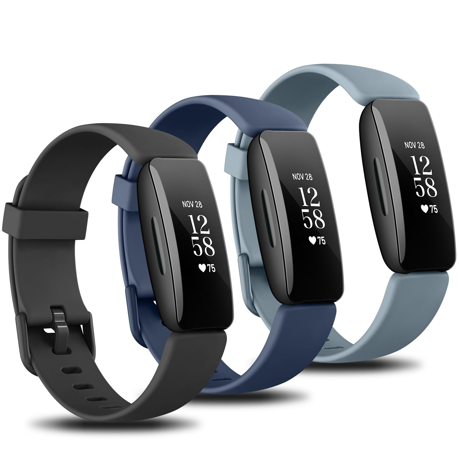 Zoye 3 Pack Silicone Straps Compatible with Fitbit Inspire 2 Straps Women Men Kids, Adjustable Wristbands Sports Replacement for fitbit Inspire 2 (Pack C)