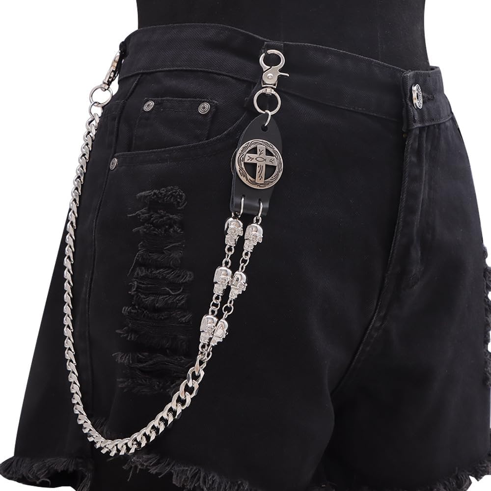 Punk Layered Pants Chain for Men Women Skull Wallet Chains Pearl Mango Jeans Chain Pocket Chains Gothic Key Chain for Pants - Image 3