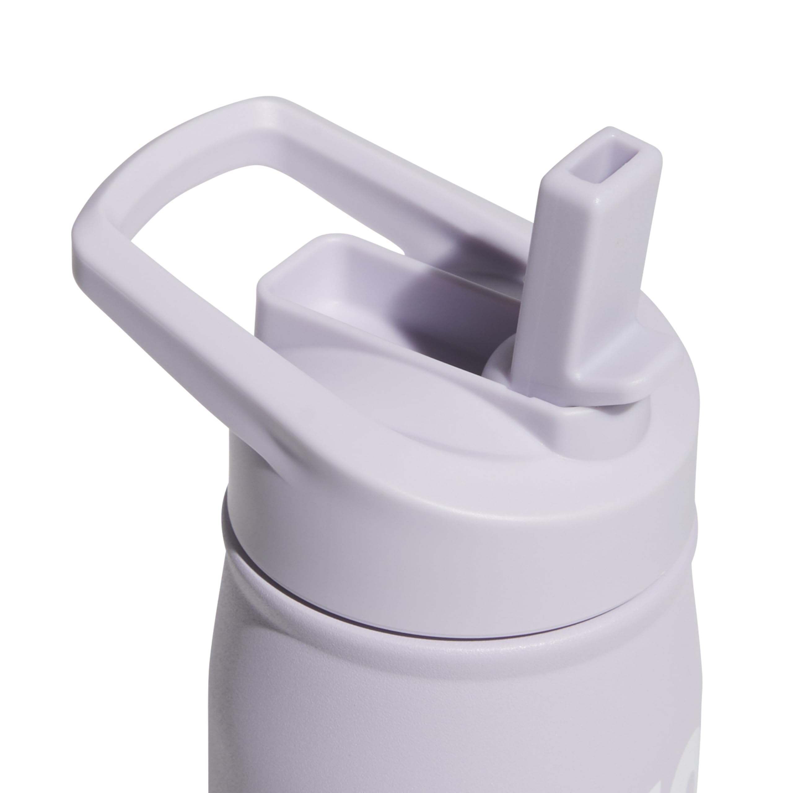 adidas 600 ml Trinkflasche aus Metall mit Strohhalm-Deckel, doppelwandig, isoliert, 18/8 Edelstahl