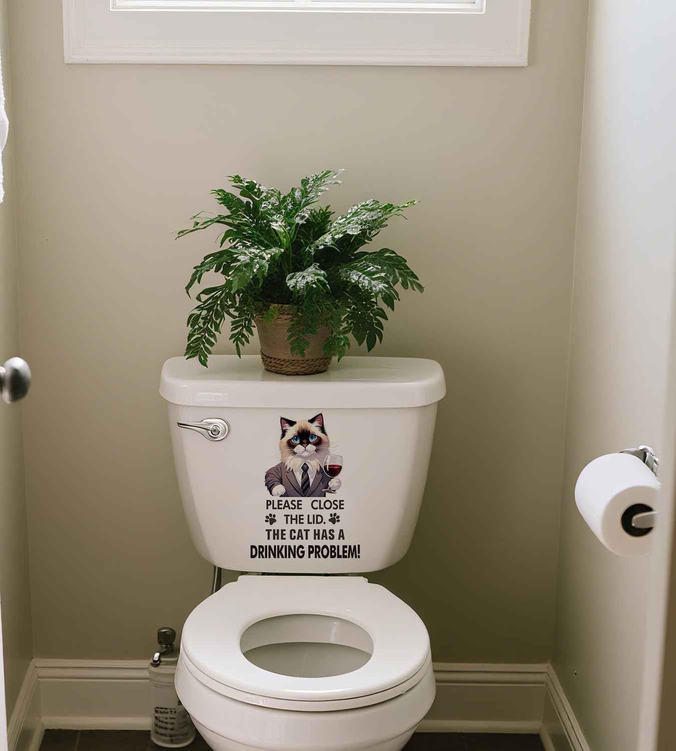 Ragdoll Cat Toilet Lid Decal, Funny Quote Bathroom Sticker Vinyl