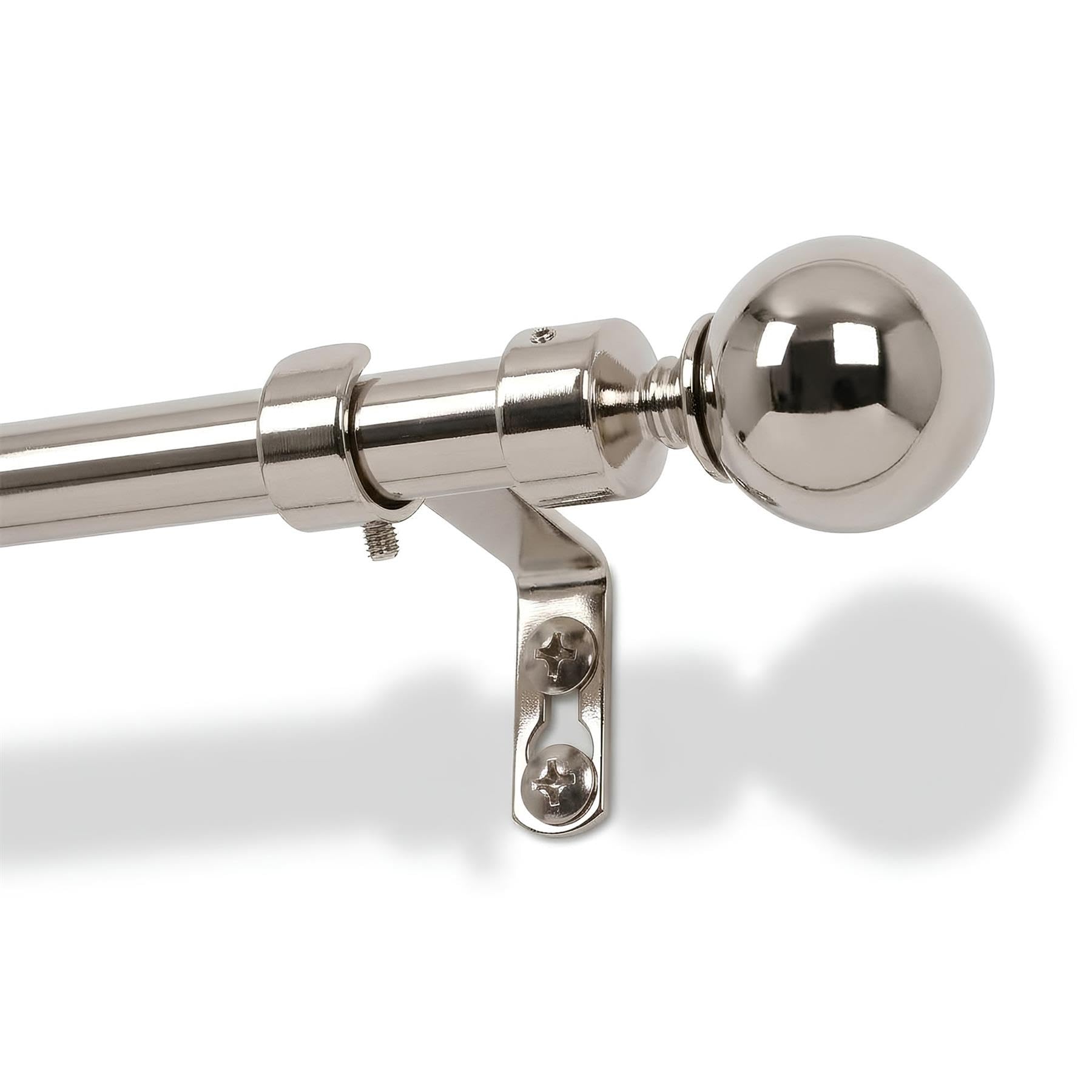 Harbour Housewares Extendable Metal Ball Curtain Pole Kit – 83 to 120cm – Brushed Nickel - Telescopic, Eyelet & Ring Compatible, Brackets Included, Stylish Window Dressing