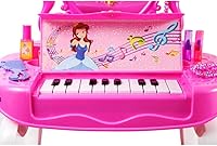 Vista 7 de Juego de tocador de princesas para niñas con 16 accesorios de moda y maquillaje, teclado de piano funcional y luces intermitentes, ideal para niños