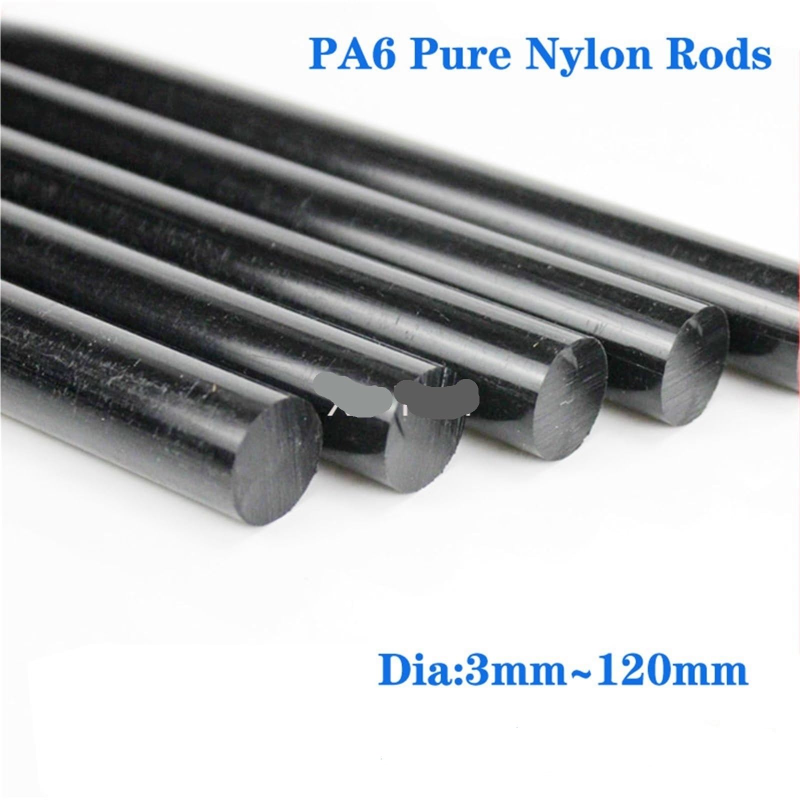 Pręty nylonowe Pręty okrągłe, Czarny okrągły pręt nylonowy PA6 o wielu średnicach od 3 mm do 120 mm do majsterkowania(35mm 1pc)