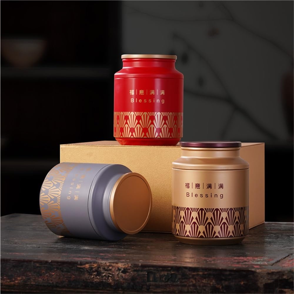 Herbata Coffee Cukistry Luźny dzbanek do przechowywania herbaty Słoik Kuchnia zamknięty słoik Okrągły pojemnik Retro chiński zestaw do herbaty Podwójny słoik Zestaw pudełek na prezenty Pojemniki