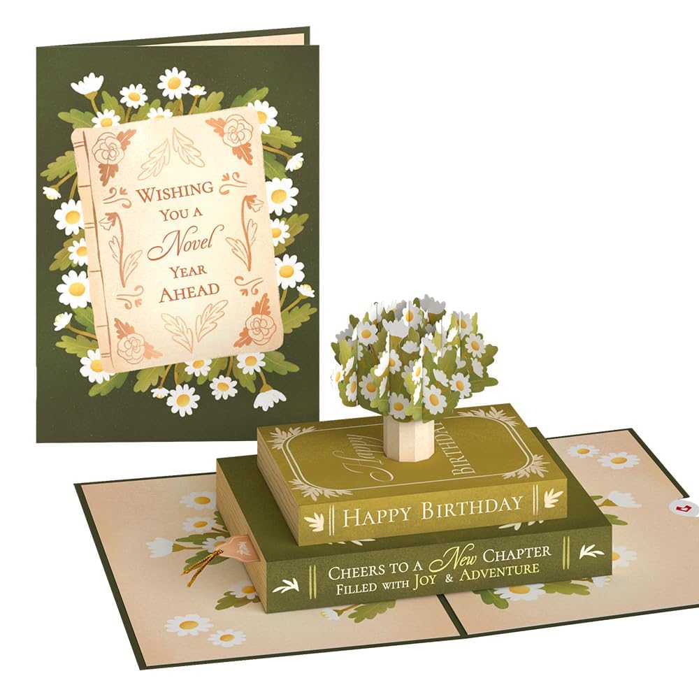 Lovepop Tarjeta desplegable de cumpleaños para ella y él, tarjetas de felicitación 3D para niños, niñas, hombres, mujeres, saludos a un nuevo capítulo, tarjeta de 5 x 7 pulgadas, tarjeta de notas en