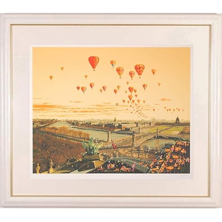 Amazon ヒロ ヤマガタ サンセット パリ パリ 絵画 風景画 フランス シルクスクリーン 版画 額付き 版画 彫刻 通販