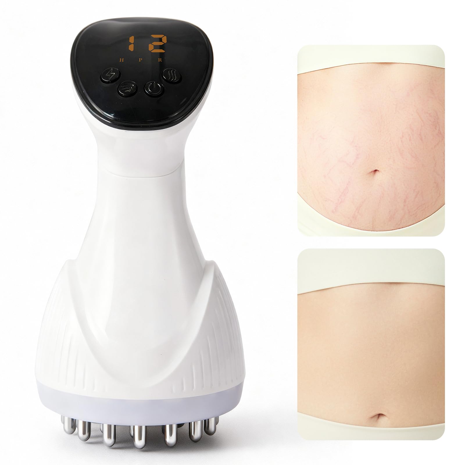 lymphatic drainage massager & anti-cellulite massage tool, body sculpting device for legs, arms & stomach, supports smoother skin, with gentle warming & vibration