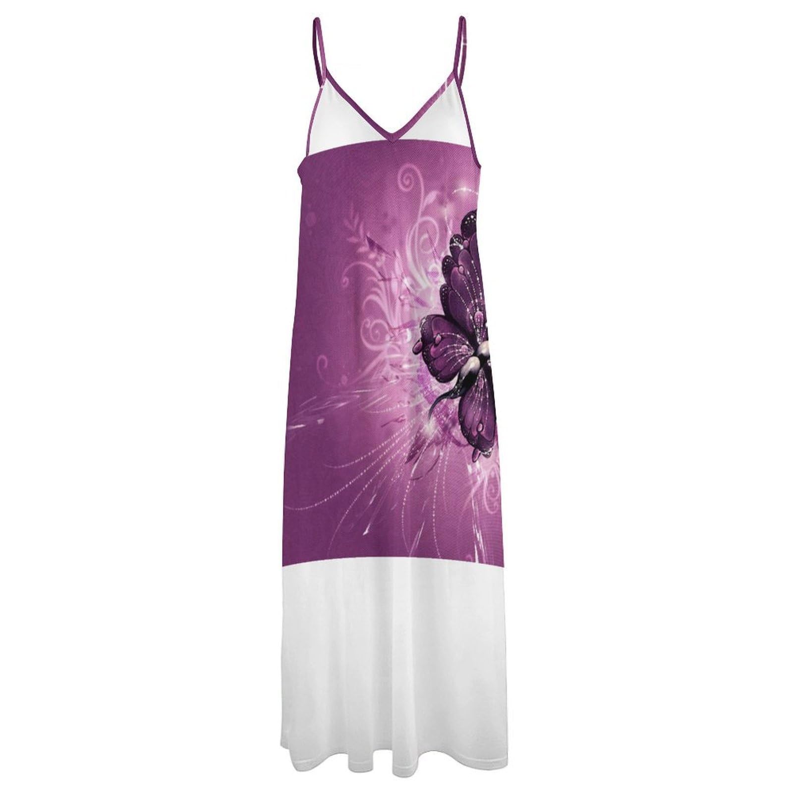 Vestido largo de verano para mujer, vestido de verano con cuello en V, tirantes delgados, vestido de playa