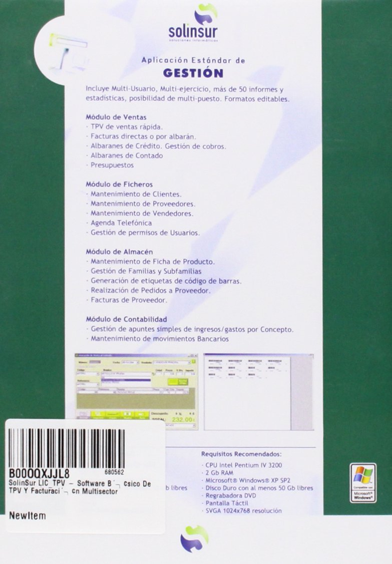 SolinSur LIC_TPV - Software Básico De TPV Y Facturación Multisector