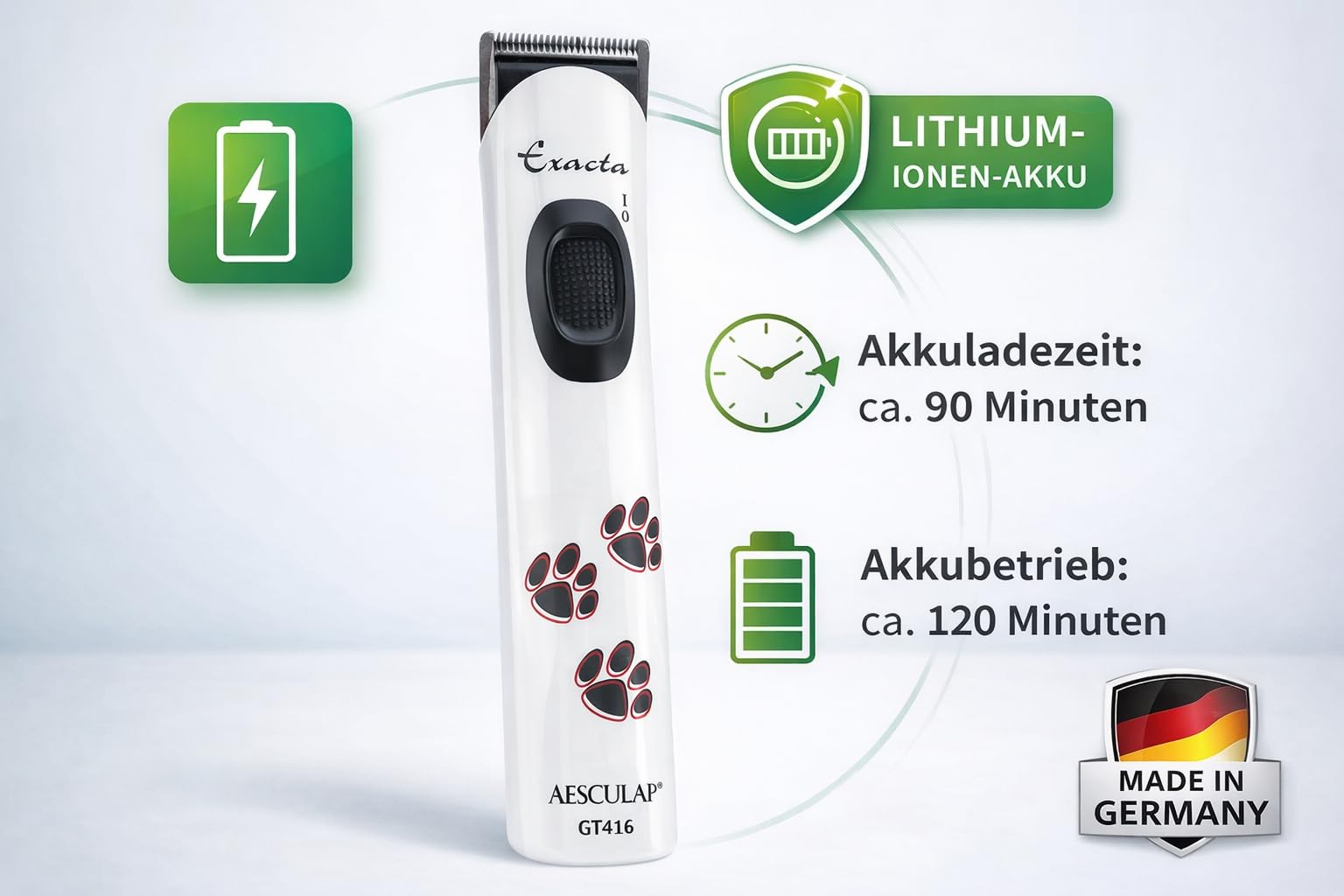 Aesculap Exacta Hundeschermaschine Hundetrimmer Pfotentrimmer + Tasche | Präzise Hundeschermaschine für Pfoten, Gesicht, Ohren und Feinarbeiten. Ideal für Hunde. Made in Germany. 43528