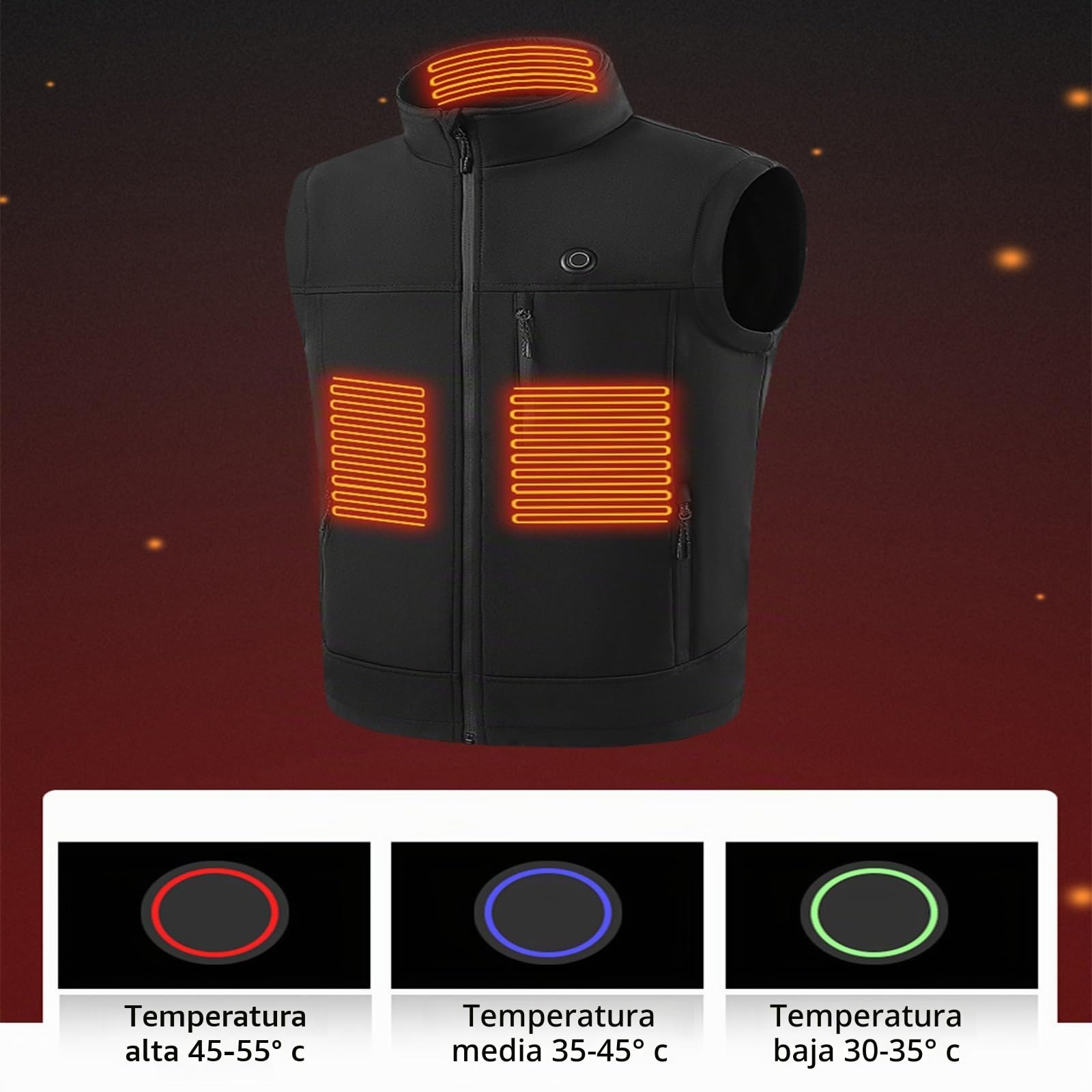 Genérico Chaleco Calefactable para Hombres Y Mujeres, Chaleco Termico con 9 Zonas De Calefacción, Chaqueta Calefactable con 3 Niveles De Temperatura, Ropa Calefactable con Carga USB(Green,XL)