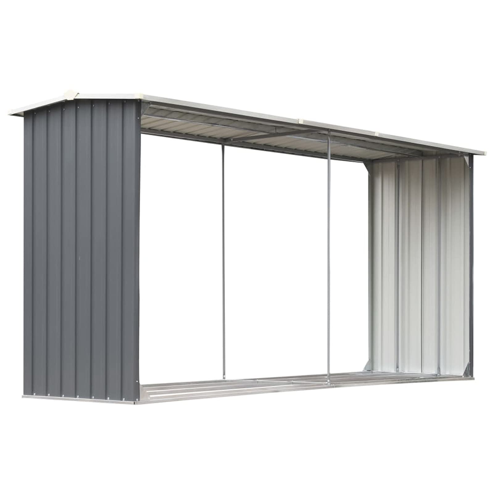 Gecheer Legnaia per Esterno in Acciaio Zincato 330x92x144/153 cm Grigio con Struttura Stabile e Tetto Inclinato for Giardino e Cucina a Legna