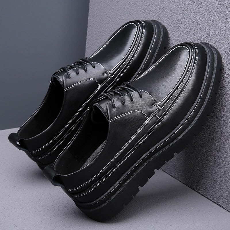 Men's Wingtip Oxford Dress Shoes Brogue Lace-Up Formal Business Leather Classic Platform Shoes2