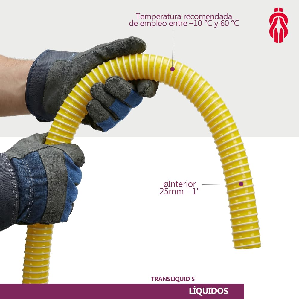 ESPIROFLEX Manguera de Aspiración e Impulsión Alimentaria 25MM 50M PVC Transparente con Espiral Reforzada, Flexible, Uso Alimentario para Bombeo de Líquidos | Modelo Transliquid S
