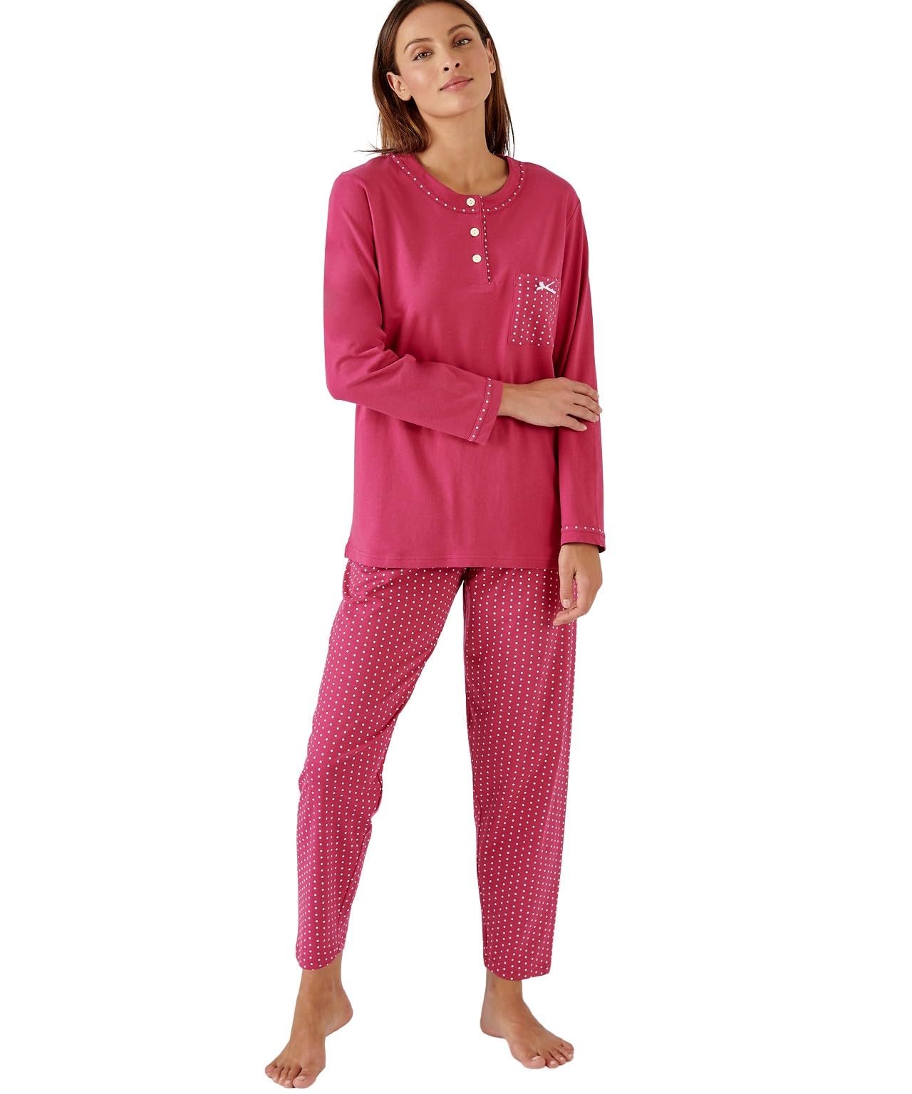 Damart Women's Fuschia Pull-On Cotton Pyjamas