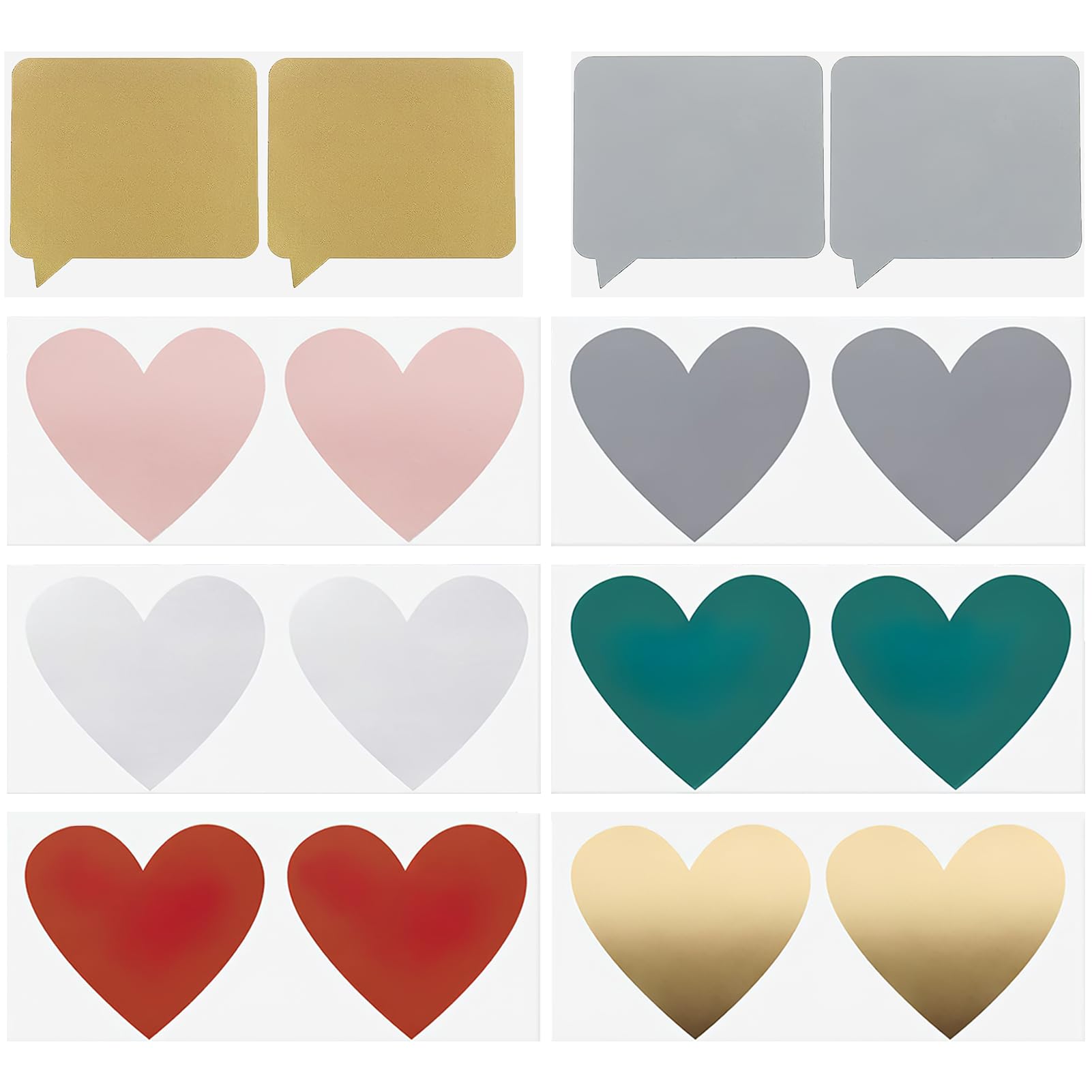 Paquete de 16 Pegatinas para Rascar en Forma de Corazón, Tarjeta Rasca Etiqueta Pegatina, Haz Tus Propias Tarjetas para Rascar, para Rascar, Confesión, Sorpresa, Adecuado para Regalos Postales