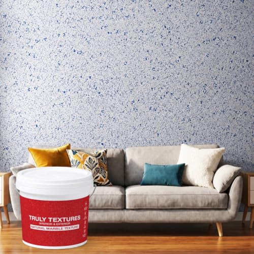 Image of Marble Texture Paint, 3D Designer Stone and Granite Luxury Finish, Washable Water Resistant Acrylic Emulsion, Interior Exterior Ready to use (Glacier Blue)