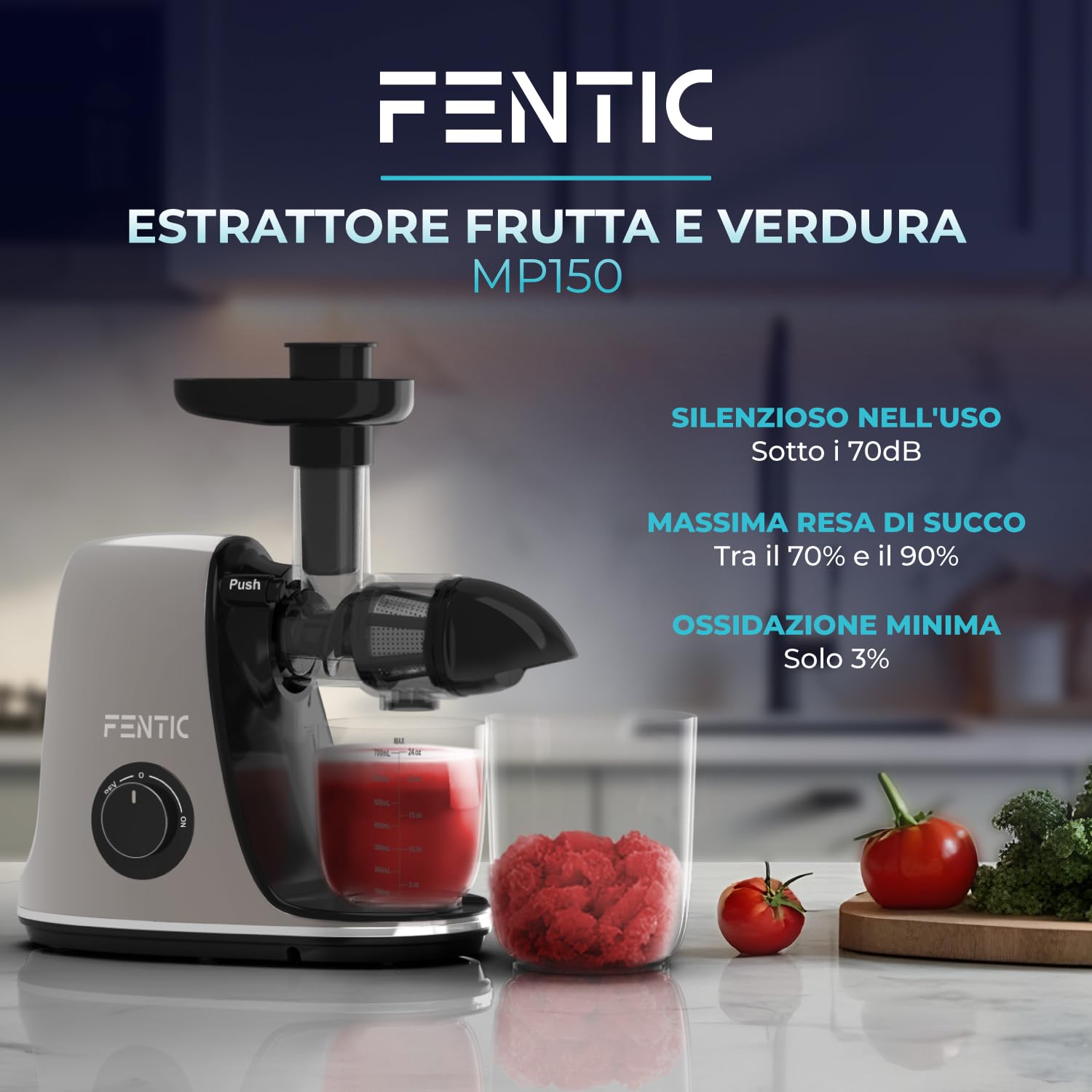 Estrattore Frutta e Verdura – Centrifuga Frutta e Verdura – Orizzontale Estrattore Di Succo con Funzione di Inversione – Motore Silenzioso e Potente - Con Tazza per Polpa e Succo