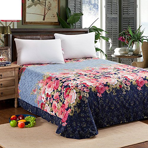 Drap plat en coton matelassé grand lit 270x245cm effet brossé doux