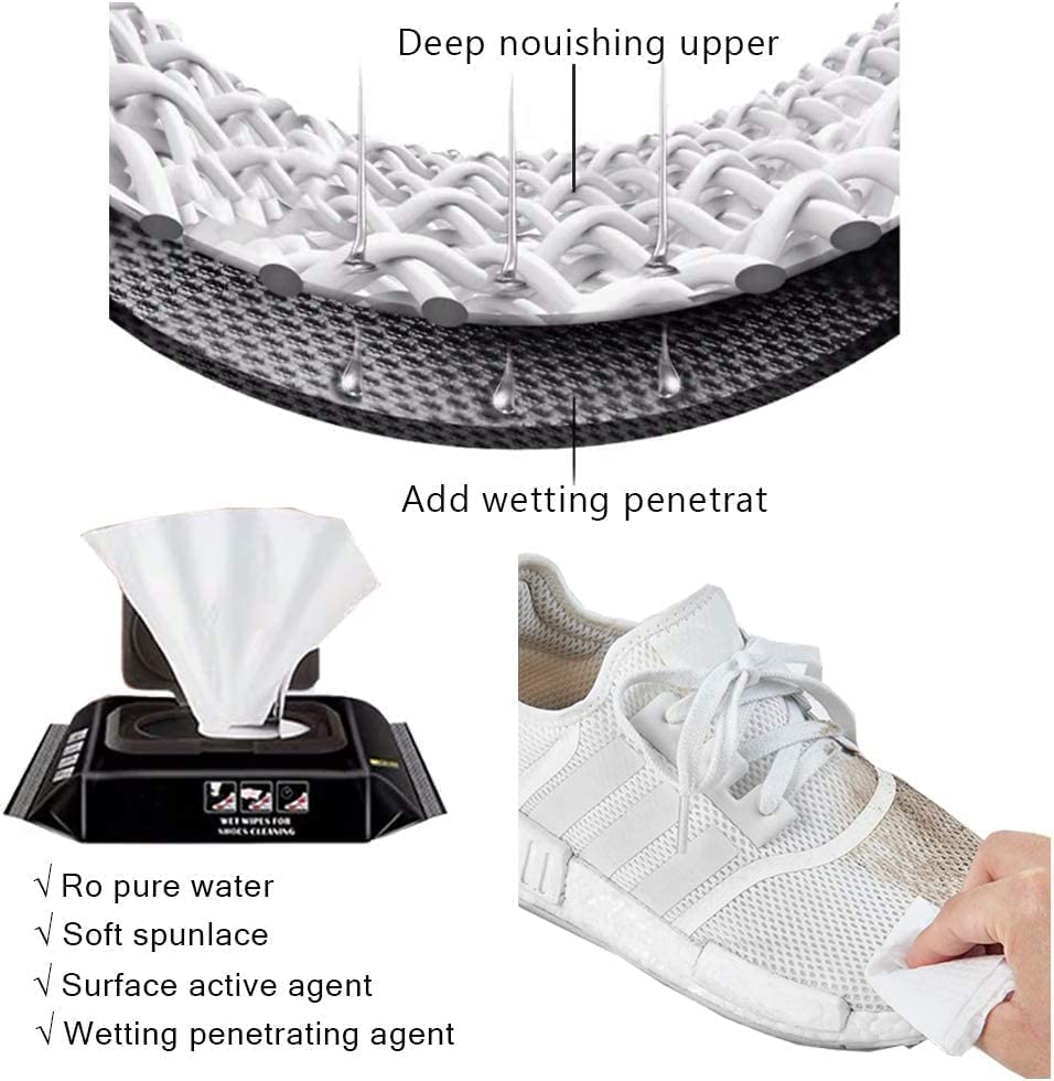Image of BEYOND BASIC 2 in 1 Soap Dispensing Cleaning Brush and 80 Pcs Sneaker & Shoe Cleaner Wipes Combo Reusable Shoe Scrubbing Washing kit set Remove Dirt Stains Clothes Quickly
