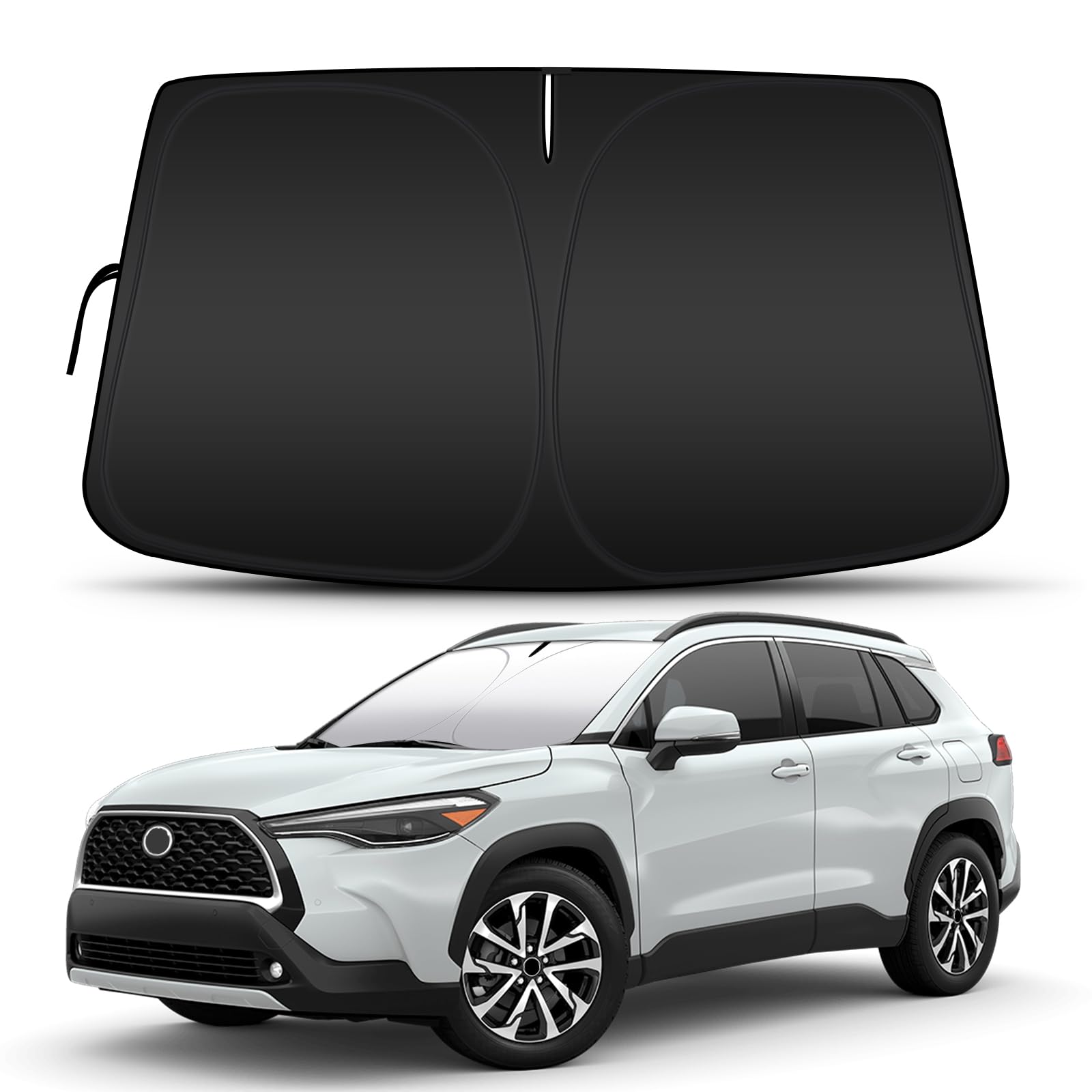 D-Lumina Pare-Brise Pare-Soleil pour Toyota Corolla Cross 2022 Accessoires, Protecteur de Protection de Pare Soleil Voiture Contre Les Rayons UV, Pliable et Portable