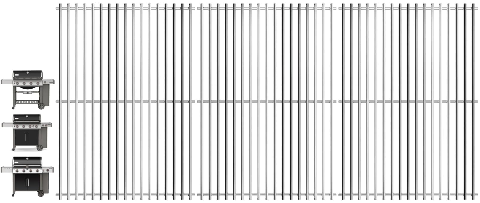 Replacement Parts for Weber Genesis II LX 400 SER II E-410 E-435 S-410 GBS S-435 S-440 LX E/S-440 & Genesis II 400, Kitchen-aid 720-0856V 740-0781, for Weber Genesis II Grill Grates 66089 66097, 3PCS