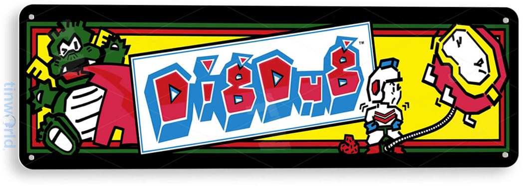Tinworld Tin Sign: Dig Dug Arcade Shop Game Room Marquee Metal Decor Retro Console A326