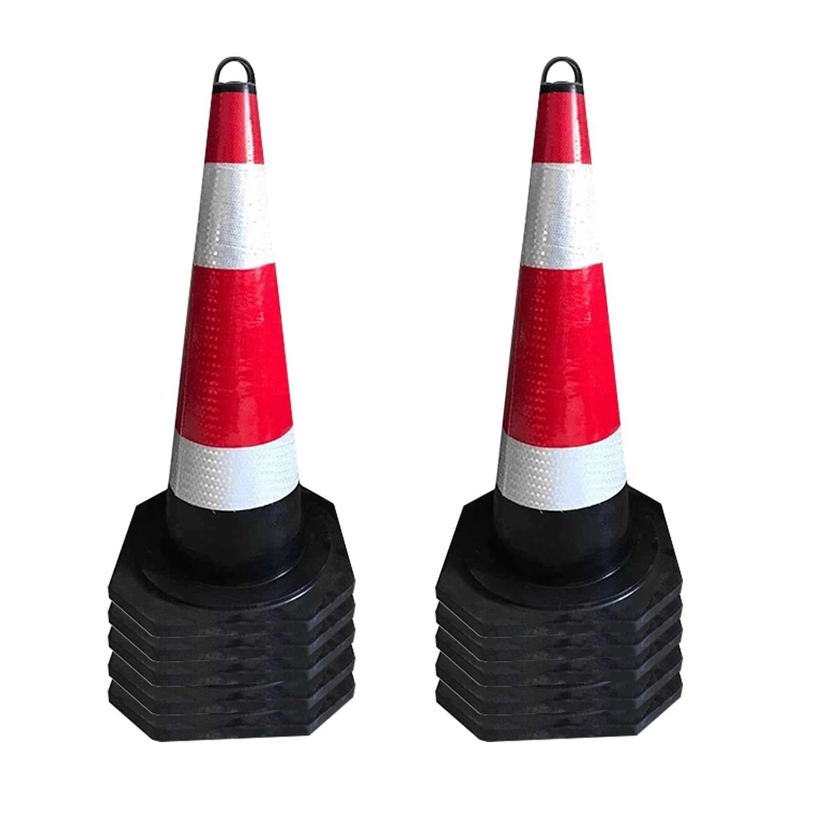 Cone de Chantier, Cone de Signalisation, avec Anneau Réfléchissant et Poignée, Base Stable, Couleurs Vives, Utilisables en Intérieur et en Extérieur (lot De 10)(70 * 36 * 36cm/28 * 14 * 14in)