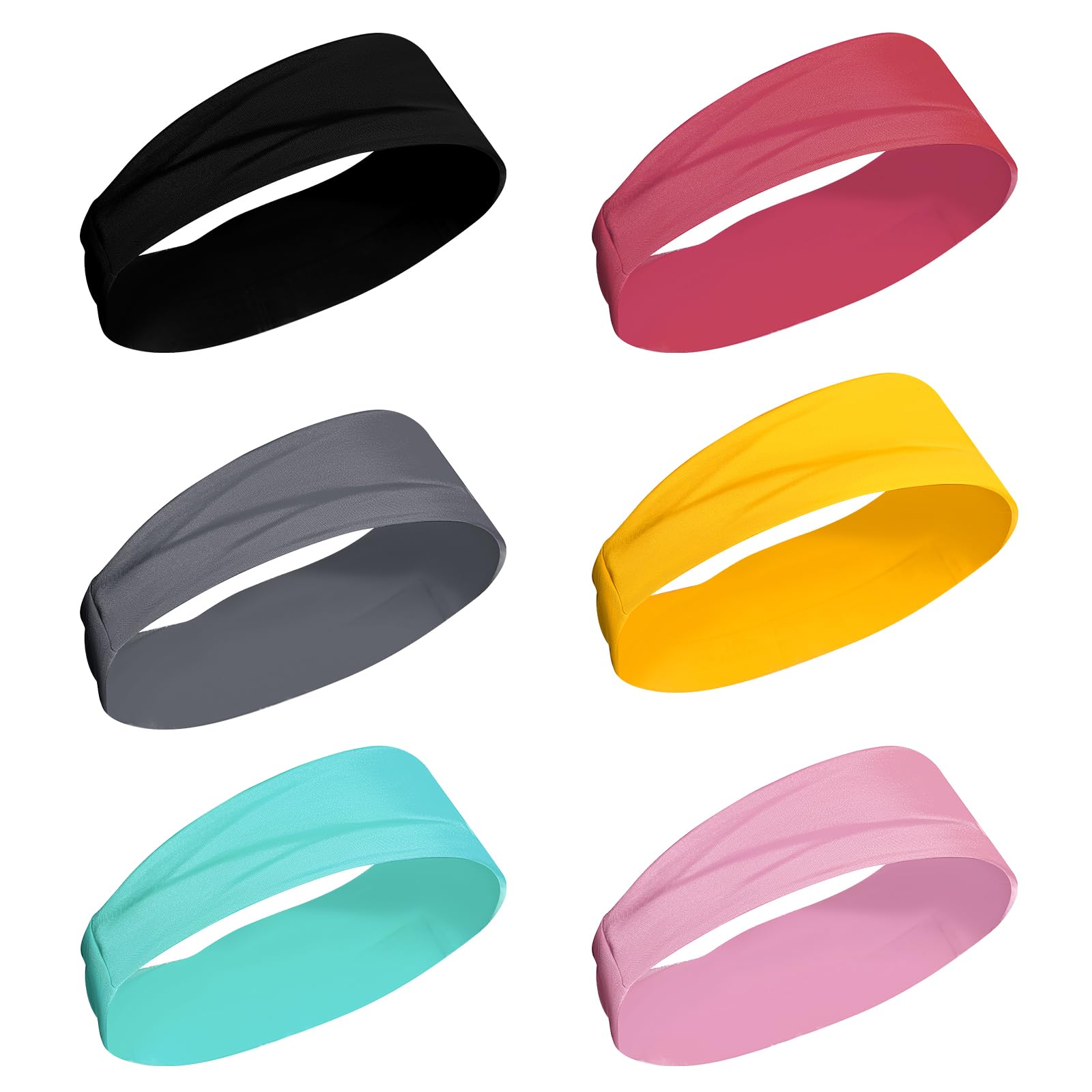 hoyuwak 6pcs Headbands for Women – Vibrant & Bold Yoga Headbands for Social Media, Music Festivals & Workouts – Photogenic Non-Slip Hair Bands (19-21