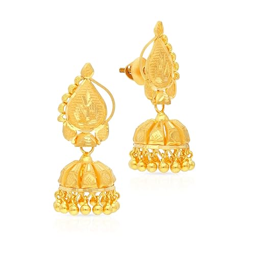 22 KT (916) purity Yellow Gold Malabar Gold Earring EGABJCO0214_Y for Women