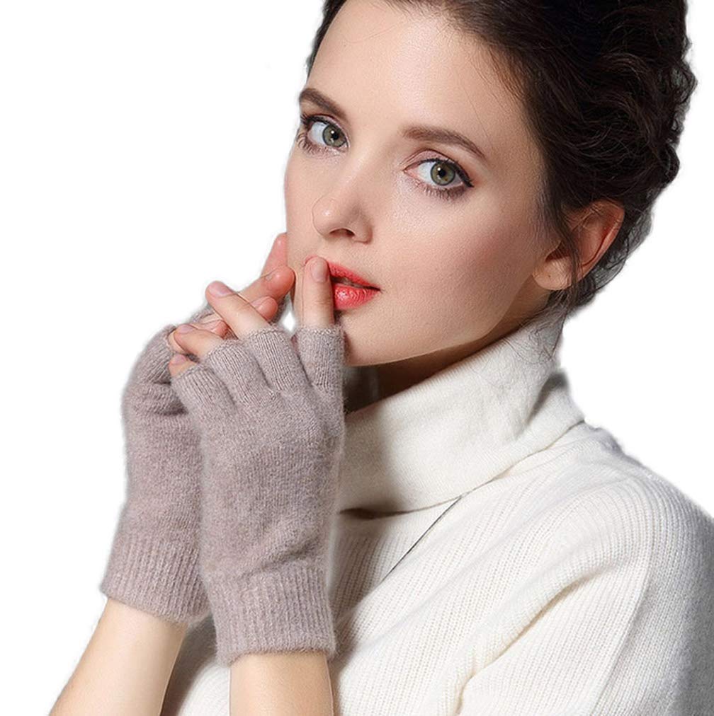 Novawo Wool Blend Fingerless Gloves Warm Arm Warmers Unisex Winter Gloves