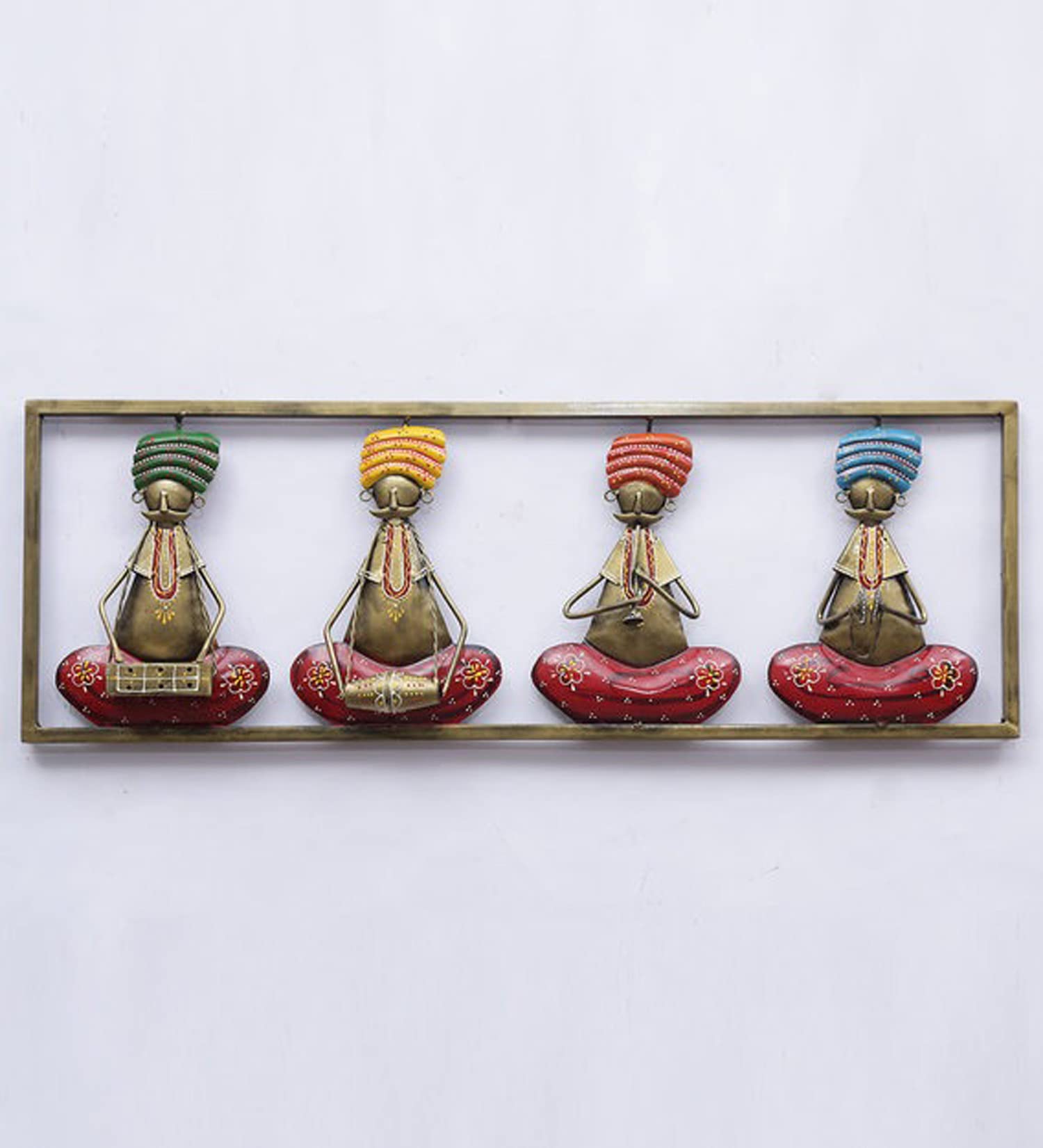 SUNTOWN Wrought Iron 4 Mooch Musicians Frame Decorative Showpiece Wall Decor for Living Room/Hotel/Restaurant/Home/Office/Gift/ 32 * 2 * 12 IN