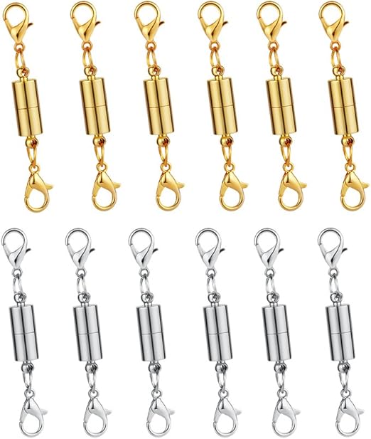 Dsmile Pack of 12pcs Gold Color and Silver Color Magnetic Lobster Clasp for Jewelry Necklace Bracelet